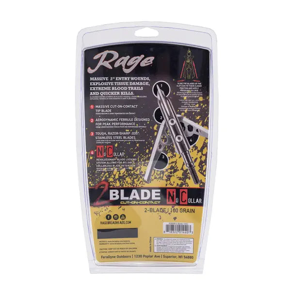 Rage 2 Blade NC (No Collar) Cut on Contact Broadheads 3