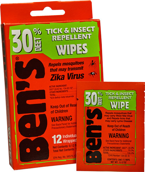 Arb Ben's 30 Insect Repellent - 30% Deet Wipes 12 Wipes Perbox 1