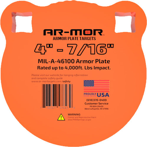 Ar-mor 4" Mil46100 Steel Gong - 7/16" Thick Steel Orange Round 1