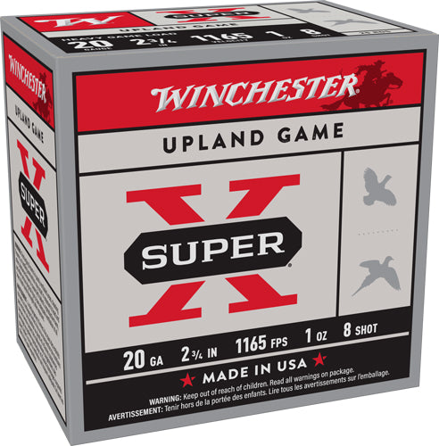 Winchester Super-x 20ga 2.75" - 1165fps 1oz #8 250rd Case Lot