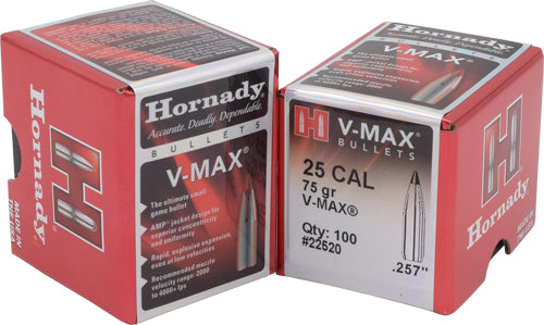 Hornady Bullets 25 Cal .257 - 75gr V-max 100ct 40bx/cs 1