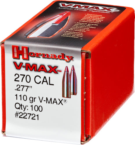Hornady Bullets 270 Cal .277 - 110gr V-max W/cannelure 100ct 1