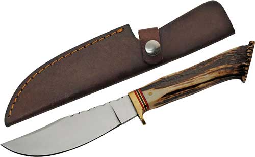 Szco Steel Stag 5" Stag Hunter - Deer Antler Handle Ss Blade 1