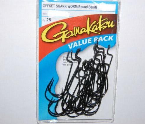 Gamakatsu Offset Shank Round Bend Worm Fish Hooks Value Pack