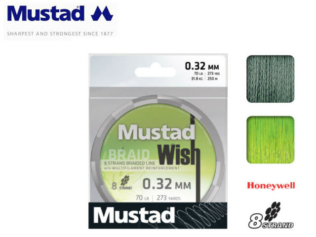 toughest braided fishing line Mustad Wish Braid 300 yards