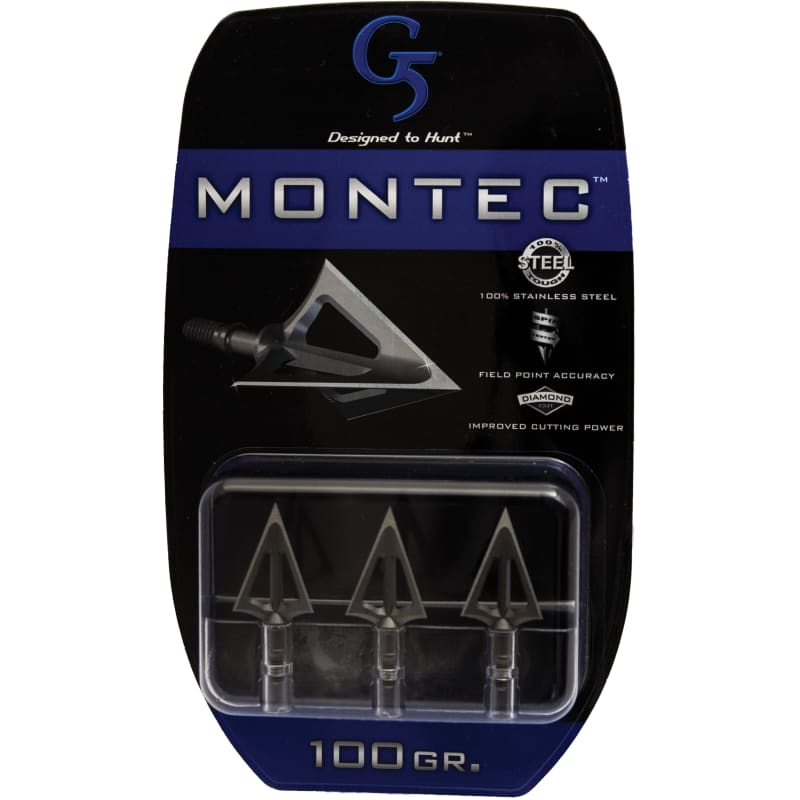 G5 Outdoors Montec 100 Grain 3-Blade Broadheads - 3 Pk