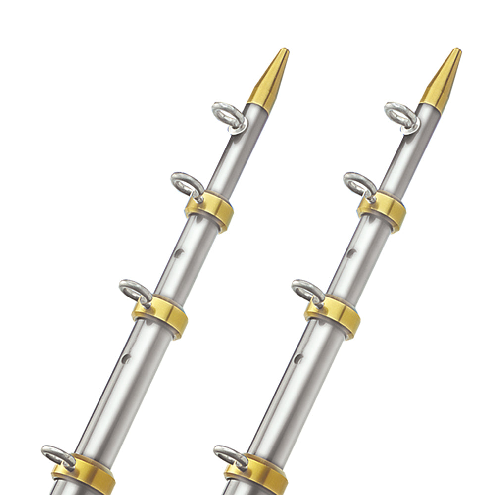 TACO 18' Telescopic Outrigger Poles HD 1-1/2" - Silver/Gold [OT-0551VEL186] 1