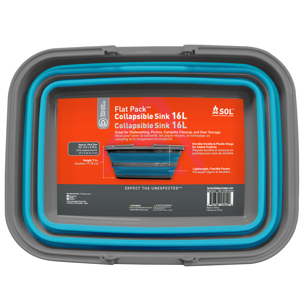 S.O.L. Survive Outdoors Longer Flat Pack Sink - 16L [0140-1012] 2