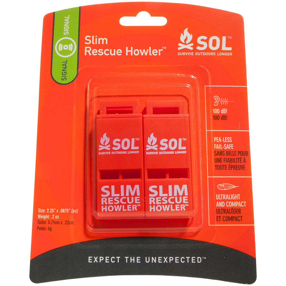 S.O.L. Survive Outdoors Longer Rescue Howler Whistle - 2 Pack [0140-0010] 1