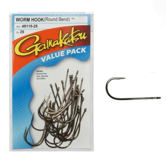 Gamakatsu Worm Hook Round Bend NS Value Pack