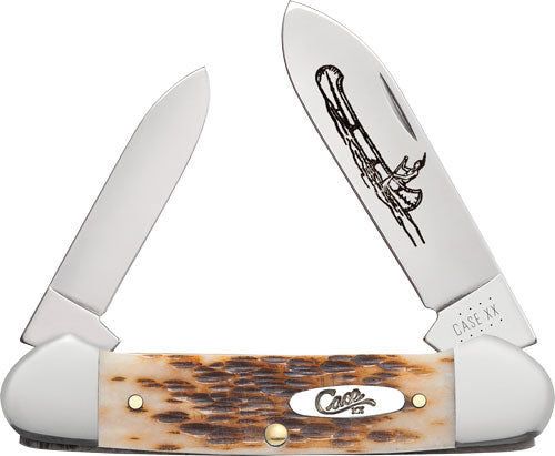 Case Knives Amber Bone Peach - Seed Jig Canoe
