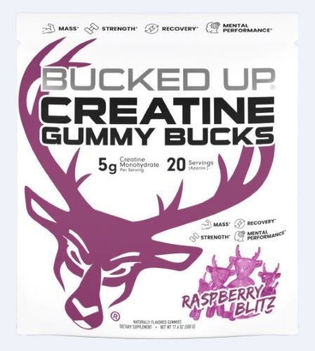 Bucked Up Creatine Gummies - Raspberry Blitz 20 Servings