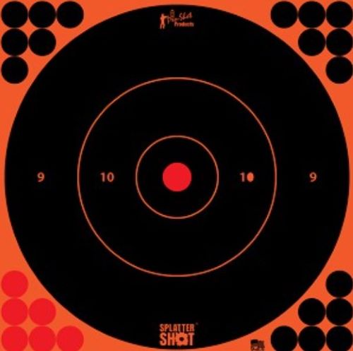 Splatter Shot Target Bullseye - 12" Orange Peel/stick 5ea 1
