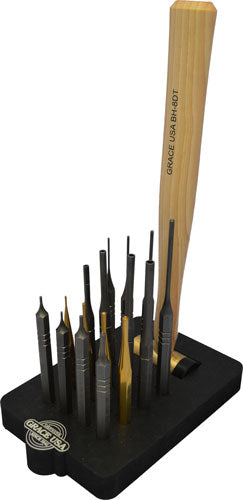 Grace Usa 17 Piece Ar15 Punch - & Hammer Set W/bench Block