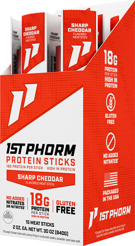 1st Phorm Protein Beef Sticks - Sharp Cheddar 15 Sticks 1