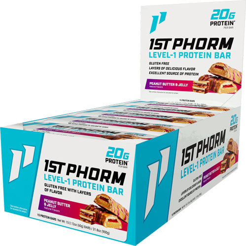 1st Phorm Level 1 Bar Peanut - Butter & Jelly 15 Bars 1
