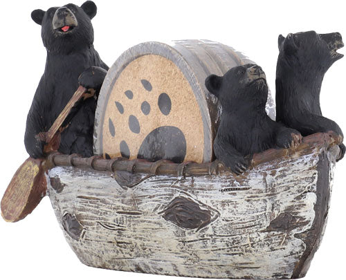 Rivers Edge Bears In A Boat - Coaster Set 4 Piece