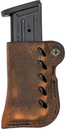 Versacarry Leather Mag Holder - Single Stack Flex Vent Dis Brn