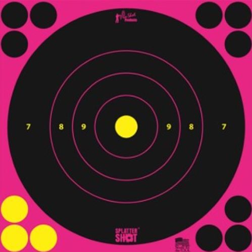 Splatter Shot Target Bullseye - 8" Pink Peel/stick 6ea 1