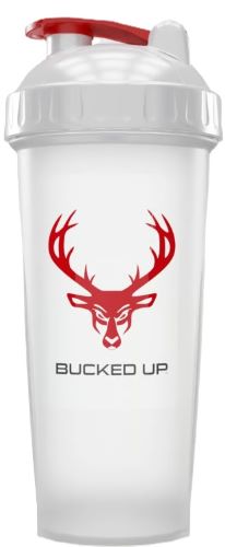 Bucked Up Shaker 28oz White & - Red Logo Bpa Free 1
