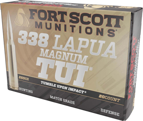 Fort Scott 338 Lapua Mag 250gr - Tui Solid Copper 20rd 5bx/cs