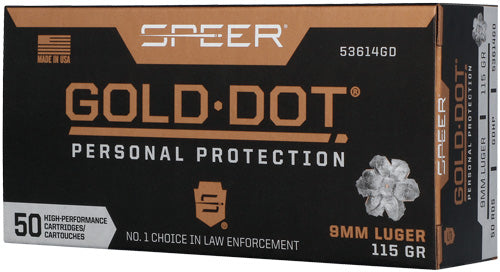 Speer Gold Dot 9mm Luger - 115gr Gdhp 50rd 10bx/cs