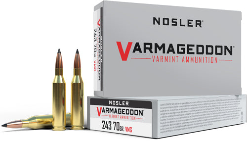 Nosler Varmageddon 243 Win - 70gr Fbt 20rd 10bx/cs