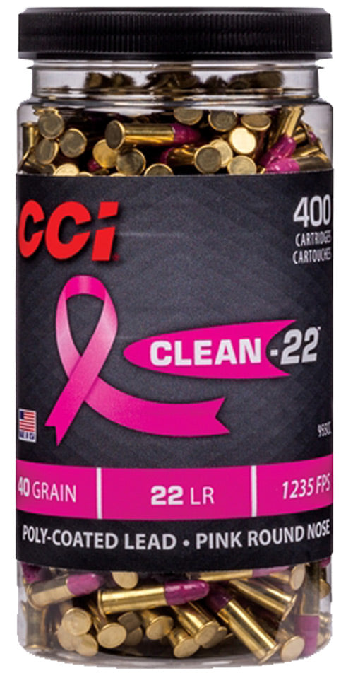 Cci Clean 22 Lr 40gr Pink - Poly Coated Rn 400rd 8bx/cs