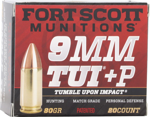 Fort Scott 9mm Luger +p 80gr - Tui Solid Copper 20rd 25bx/cs