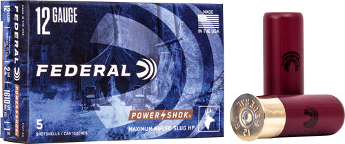 Federal Power Shok 12ga 2.75" - 1oz Rifled Slug 5rd 50bx/cs