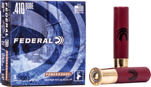Federal Power-shok 410 2.5" - 1/4oz Rifled Slug 5rd 50bx/cs