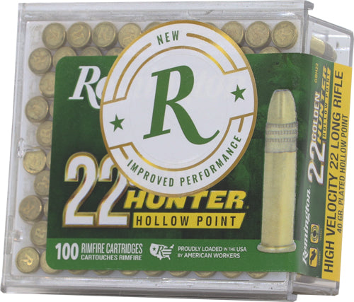 Remington Golden Hunter 22lr - 40gr Plated Hp 100rd 50bx/cs