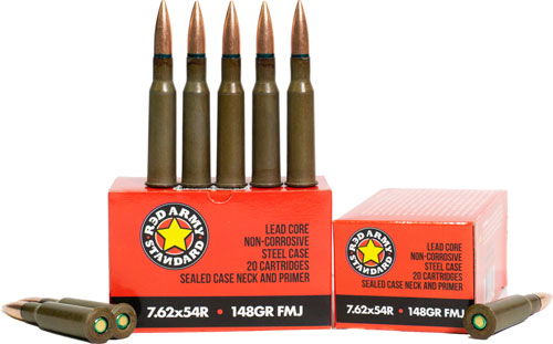 Red Army 7.62x54r 148gr Fmj - Steel Laquered 20rd 31bx/cs