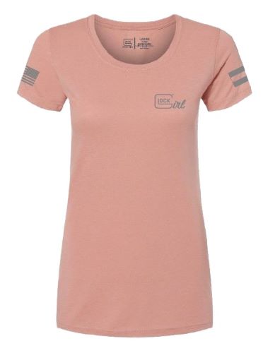 Glock Ladies "glock Girl Flag - Tee" Short Sleeve Med Pink 1
