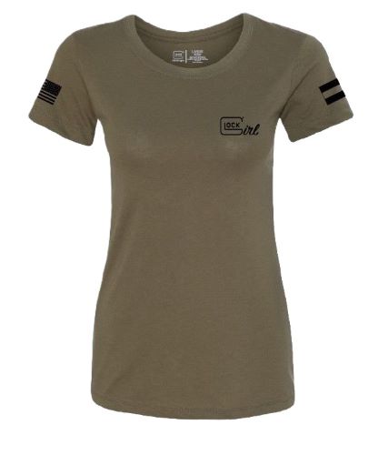 Glock Ladies "glock Girl Flag - Tee" Short Sleeve Med Mil Grn
