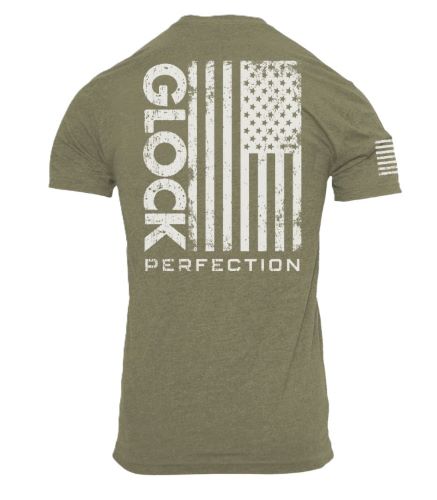 Glock Perfection Flag Tee - Short Sleeve T Shirt Lg Green