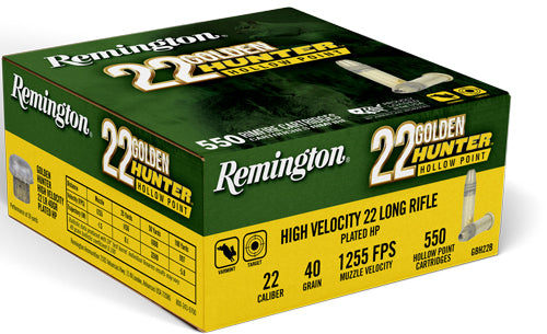 Remington Golden Hunter 22lr - 40gr Plated Hp 550rd 12bx/cs