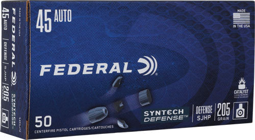 Federal 45 Acp 205gr Synthetic - Defense Sjhp 50rd 10bx/cs