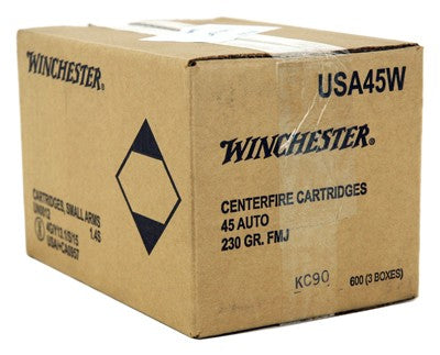 Winchester Usa 45 Acp 230gr - Fmj-rn 600rd Case Lot
