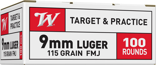 Winchester Usa 9mm Luger - 115gr Fmj 100rd 10bx/cs!