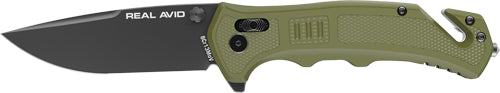 Real Avid Rav-4 Knife Assisted - Folding 3.25" Bld Green Nylon