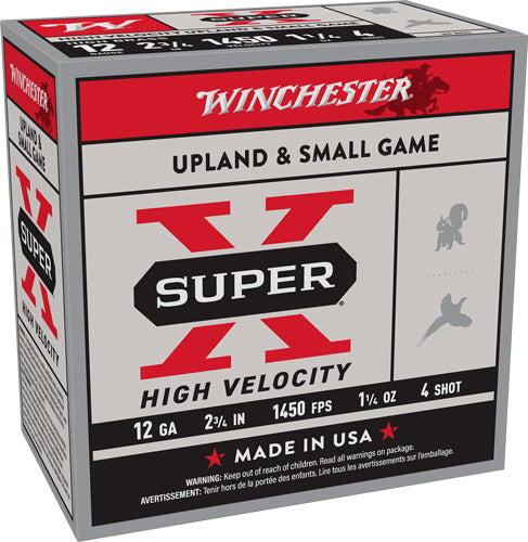 Winchester Super-x 12ga 2.75" - 1-1/4oz #4 1450fps 25rd 10bx/c