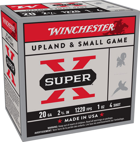 Winchester Super-x 20ga 2.75" - 1220fps 1oz #4 25rd 10bx/cs