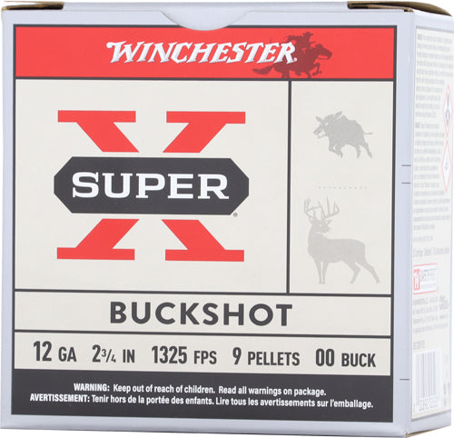 Winchester Super-x 12ga 2.75" - 00 Buck 9 Pellets 25rd 10bx/cs