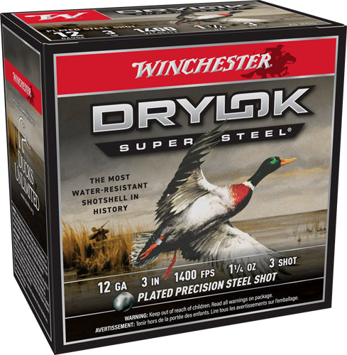 Winchester Drylok 12ga 3" - 1-1/4oz #3 25rd 10bx/cs !