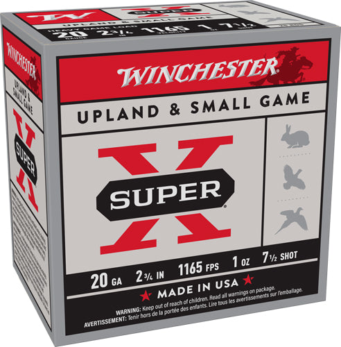 Winchester Super-x 20ga 2.75" - 1165fps 1oz #7.5 250rd Case Lt