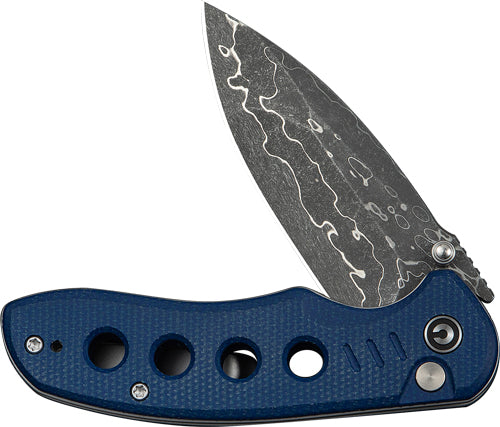 Civivi Knife Triptych 2.97" - Blue Canvas Micarta Damascus 3