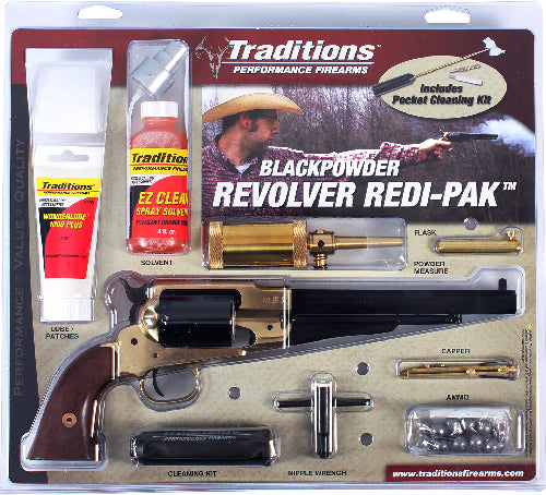 Traditions Bp Revolver 1858 - Rem 44 Cal Brass/wal Redi-pak