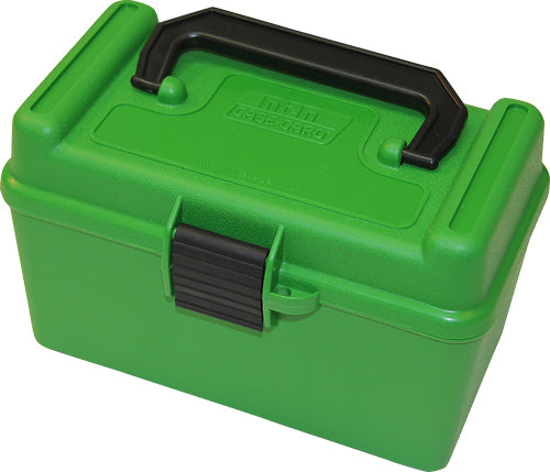Mtm Deluxe Ammo Box 50-rounds - Lg Rifle 220 Swift-30/06 Green