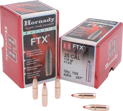 Hornady Bullets 25 Cal .257 - 110gr Ftx 100ct 30bx/cs <